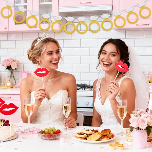 16Ft Glitter Engagement Banner with 12 Diamond Ring Cutouts