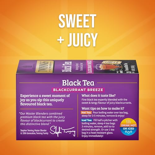 Twinings Blackcurrant Breeze Black Tea Bags - Caffeinated Fruity & Tangy, 120 Count Pack of 6