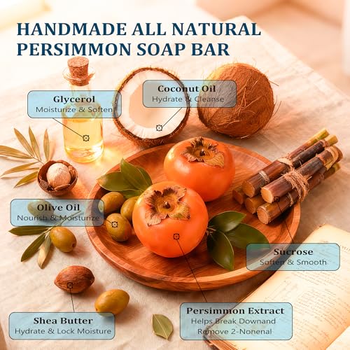PALFICAB Persimmon Soap Bar for Body Odor Control and Cleansing