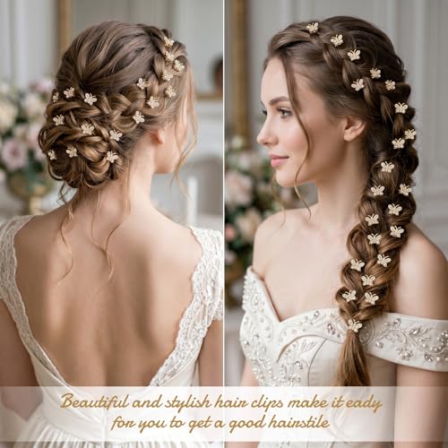 Ymapinc Gold Butterfly Hair Clips, 20 Pcs Crystal Rhinestone Hair Pins