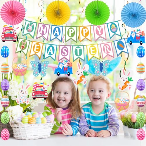 32-Piece Easter Decorations Set - Happy Easter Banner & Garland