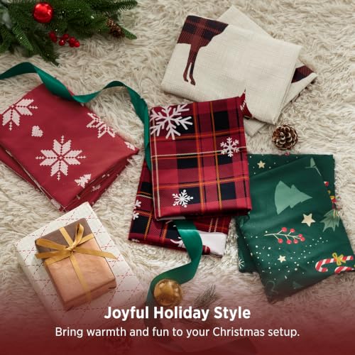 Bedsure Christmas Comforter Set Queen - Red Reindeer 3-Piece, Reversible