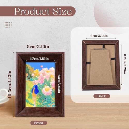 Eldraqth 2x3 Picture Frame, Rustic Walnut Wood Mini Photo Frame for Tabletop