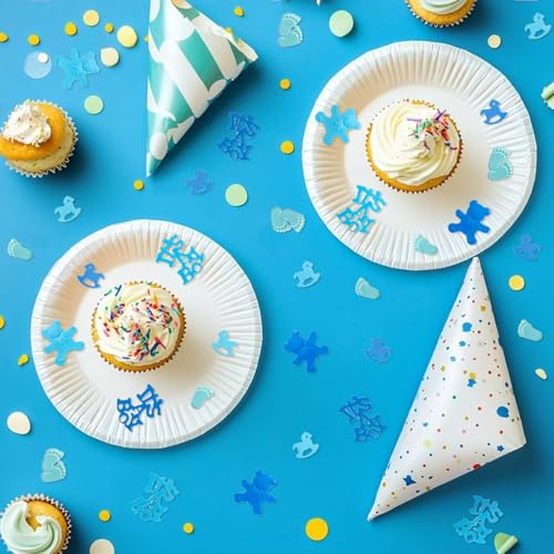 Blue Baby Shower Confetti - Boy Gender Reveal Decorations, 1000 Pieces