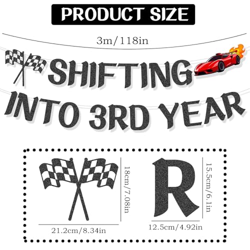 Racing Car 3rd Birthday Banner – Boys Glitter Party Decorations