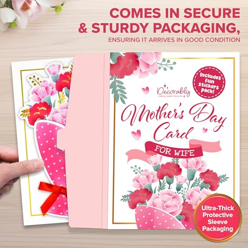 Gold Foil Mother's Day Card for Wife - 5x7in with Stickers