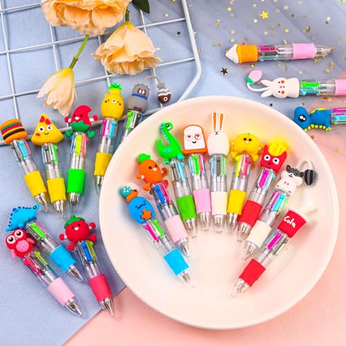 24Pcs Mini Multicolor Ballpoint Pens - 4-in-1 Cute Kids Pens Bulk