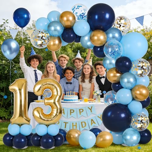 Navy Blue and Gold Balloons - 60 Pack 12 Inch Party Decor