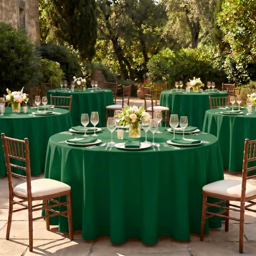 Fitable 6 Pack Hunter Green Round Tablecloths - 108 Inch Diameter