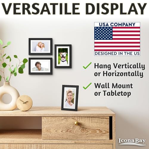 Icona Bay 4x6 Black Balsam Photo Frame with Removable Mat