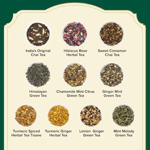 VAHDAM Tea Sampler Gift Set, 40 Assorted Pyramid Tea Bags (20 Flavors)