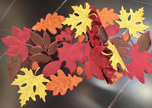 Autumn Maple Leaves Table Runner 14x36 Inches - Fall Harvest Dresser Scarf