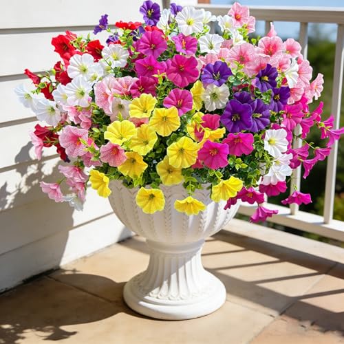Ouddy Decor 24-Piece Artificial Petunias Set, Multicolor UV Resistant Silk Flowers
