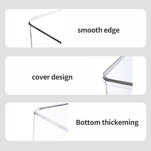 Lidded Plastic Storage Bins Set - Clear Desk Organizer for Kitchen, Closet & Office | 3XL + 2M Size