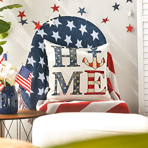 Patriotic Throw Pillow Covers 18x18 Set of 4, God Bless America Sofa Decor