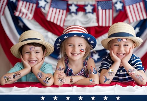 USA 250th Anniversary Temporary Tattoos - 60 Styles American Flag Party Favors