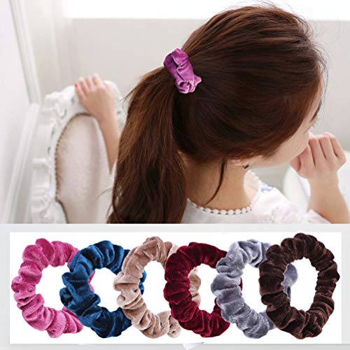 KINGMAS Velvet Hair Scrunchies 10 Pack Elastic Hair Ties for Women