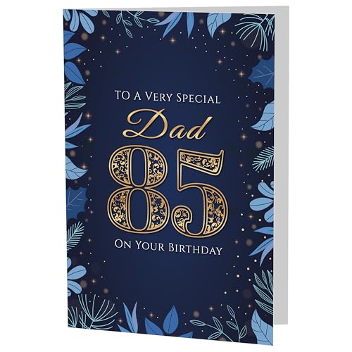 Elegant 85th Birthday Card for Dad - Navy & Gold Design