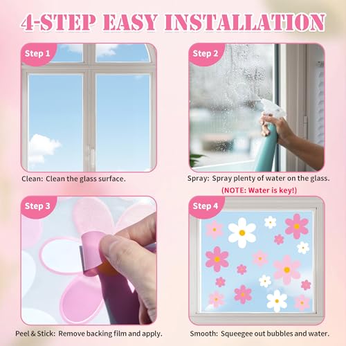 108 Pcs Daisy Window Clings - Double-Sided Flower Stickers for Home Decor