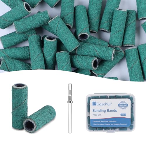 GAZEPLUS Small Sanding Bands 100 Pcs with 1 Nail Drill Bit 150 Grit