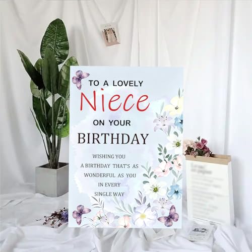 Elegant Watercolor Birthday Card for Niece with Envelope