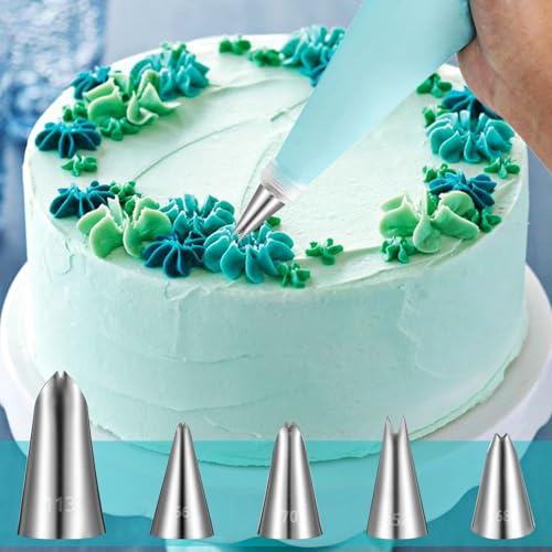 5-Piece Stainless Steel Leaf Piping Tips Set for Cake Decorating