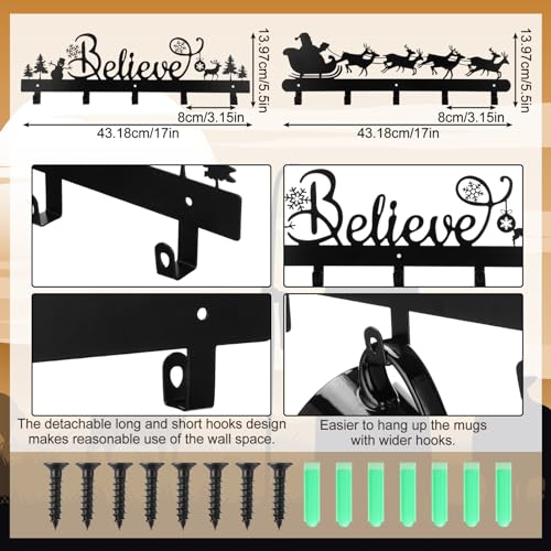 Christmas Stocking Wall Rack with 5 Hangers - Holiday Decor Organizer