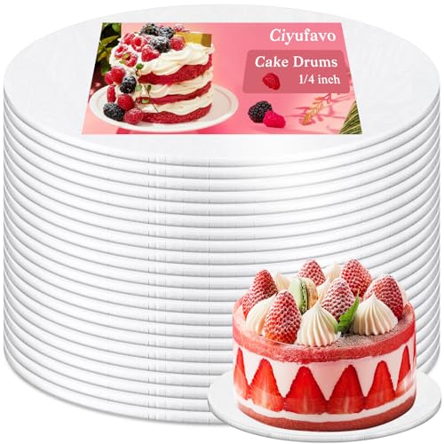 Ciyufavo 12 Inch Round Cake Drum - Sturdy 1/4" Thick Cake Board (2 Pack)