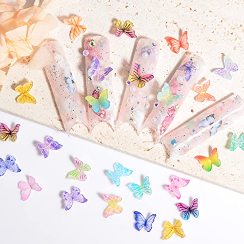 3D Butterfly Nail Charms Resin Nail Art Decorations 100 Pcs Mix Colors