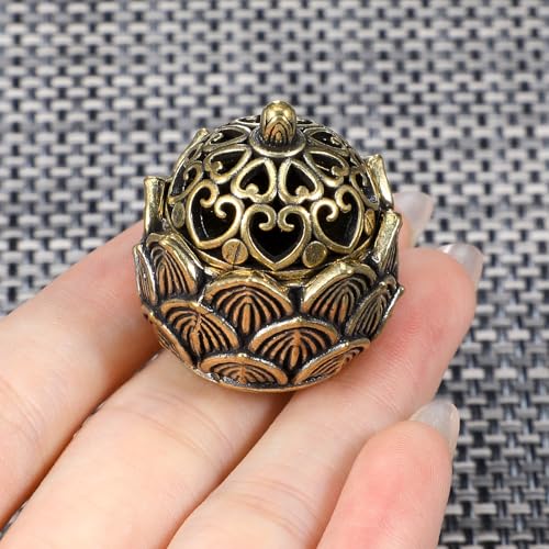 2-Piece Miniature Brass Lotus Incense Holder Set for Meditation
