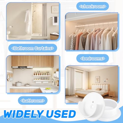 4Pcs White Closet Rod Holders - Heavy Duty Plastic Support Brackets