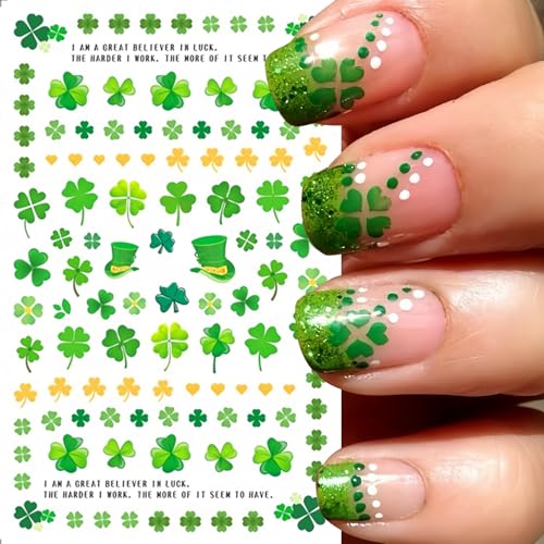 St. Patrick's Day 3D Self-Adhesive Nail Stickers - 8 Sheets Shamrock Decals