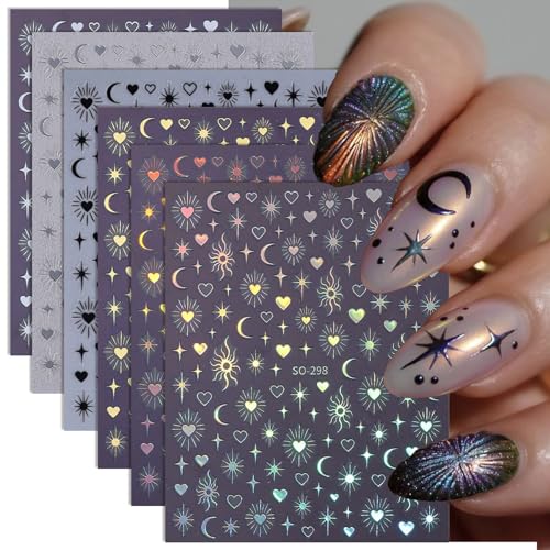 ZOAZJINAZ 3D Baroque Star Nail Stickers Self-Adhesive Nail Art Decals