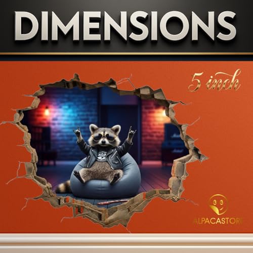 3D Raccoon Wall Decal - 5 Inch Vinyl Sticker for Retro Decor