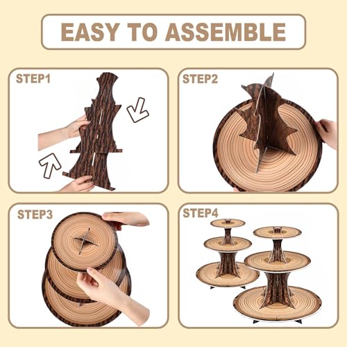 Rustic Woodland Cupcake Stand Set - 3-Tier Dessert Towers (2 Pack)