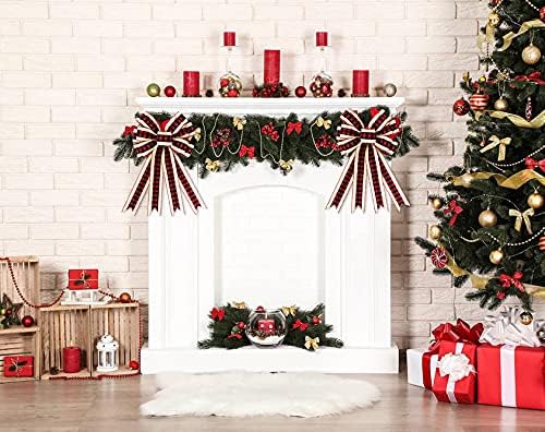 Regine Switzerland Large Christmas Bows - Red & Black Plaid Buffalo Bow for Wreaths & Decor