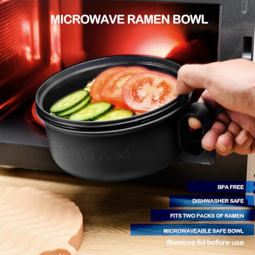 RORBAM 48 oz Microwave Ramen Cooker Bowl - BPA-Free Noodle Maker - Red