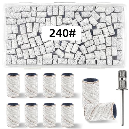 Nail Drill Sanding Bands 240 Grit White with Mandrel Bit 100 Pcs
