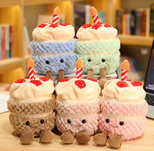 Khaki Birthday Cake Plush Toy - Cute Soft Pillow for Kids