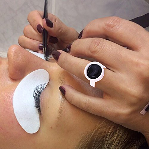 CCINEE 100pcs Disposable Eyelash Extension Glue Rings Adjustable Plastic Holders
