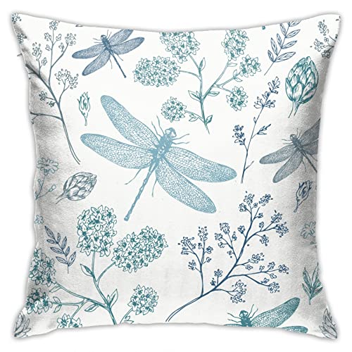 VARUN Vintage Dragonfly Floral 18x18 Throw Pillow Cover - Pattern 5