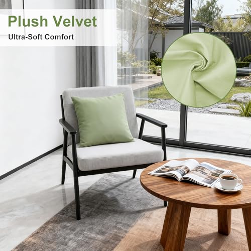 Sage Green Velvet Throw Pillow Covers Set of 6 - 18x18 Inch
