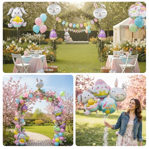 9-Piece Easter Balloon Kit with Bunny Decorations for Parties