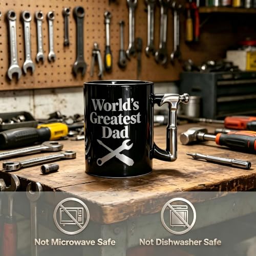 World's Greatest Dad Hammer Handle Coffee Mug 15oz - Novelty Dad Gift