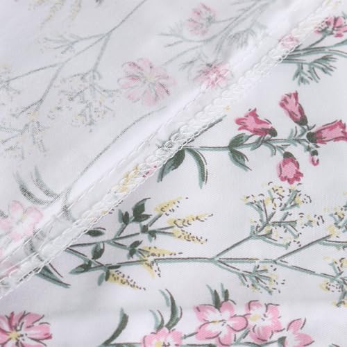 Queen Size Cotton Pillowcases Set of 2 - Botanical Print, Soft & Machine Washable