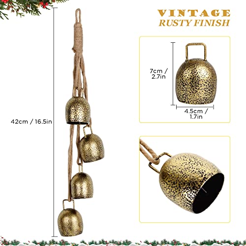 2pcs Copper Bell for Christmas Decor - Garland, Door, Tree Ornament - Cow Bell for Holiday Decorations