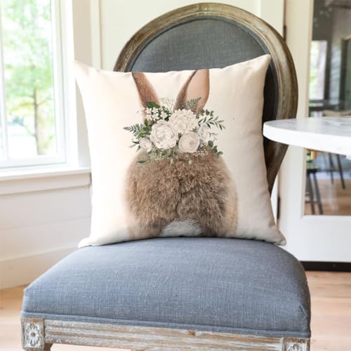 PANDICORN Bunny Easter Pillow Covers 18x18 Inch Set of 2 - Farmhouse Decor