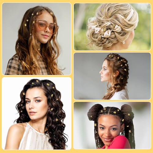 Ouligay 100Pcs Gold Hair Cuffs & Charms for Braids and Dreadlocks
