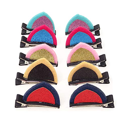 Honbay Sequin Cat Ear Hair Clips 10PCS Cute Animal Barrettes