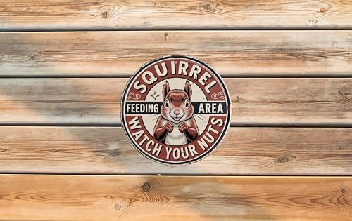 Funny Squirrel Warning Metal Sign 8x8in for Garden Decor